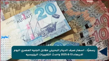 رسميًا.. أسعار صرف الدينار البحريني مقابل الجنيه المصري اليوم الأربعاء 13-8-2025 وأحدث التغييرات الرئيسية